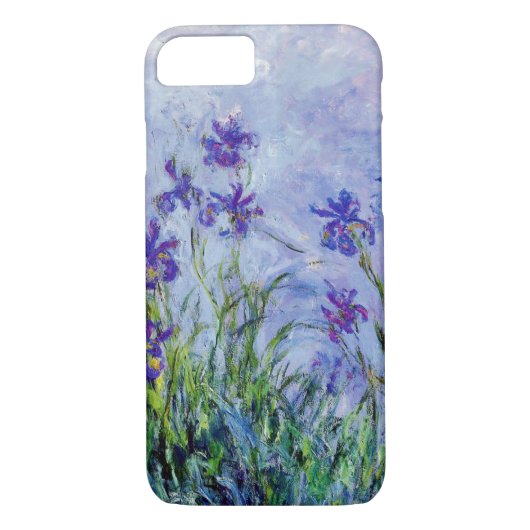クロード・モネの薄紫のアイリスヴィンテージの花の青 Case-Mate iPhoneケース (裏面)