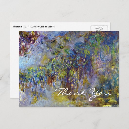 クロード・モネの藤の花、ありがとう ポストカード (正面/裏面)