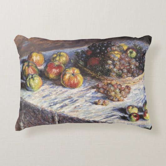 クロード・モネの静物画(りんごとぶどう) アクセントクッション (正面)