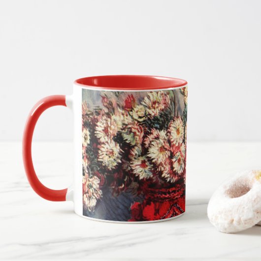 クロード・モネの静物画(菊) マグカップ (ドーナツ)