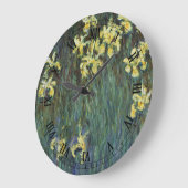 クロード・モネの黄色いアイリス, ヴィンテージ ファインアート ラージ壁時計 (傾斜)