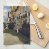 クロード・モネの「トロヴィーユのロシュ・ノワール酒店」 キッチンタオル (四つ折り)
