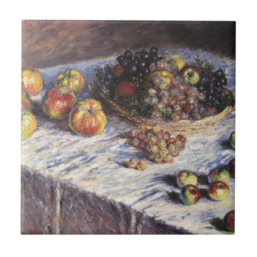 クロード・モネの「リンゴとブドウのある静物画」 タイル (正面)