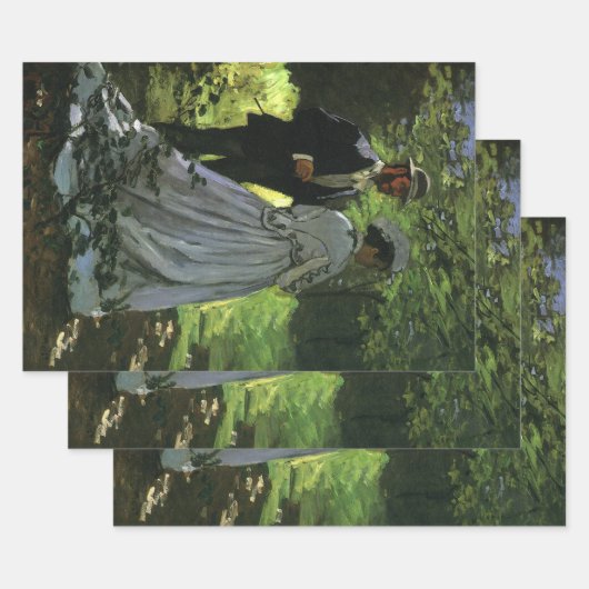 クロード・モネの『散歩する人々』(さんぽするひとびと)、別名『歩行者』 ラッピングペーパーシート (セット)