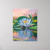 クロード・モネの『睡蓮』、夕焼け、カラフル キャンバスプリント (正面)