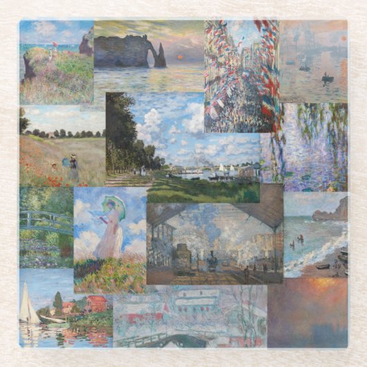 クロード・モネット - 傑作パッチワーク ガラスコースター (正面)