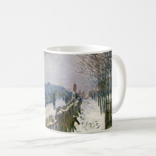 クロード・モネット - 雪の中の列車 / 機関車 コーヒーマグカップ (正面右)