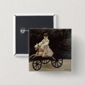 クロード・モネ彼の趣味の馬の|ジーンMonet、1872年 缶バッジ (正面&裏面)