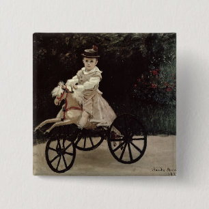 クロード・モネ彼の趣味の馬の ジーンMonet、1872年 缶バッジ