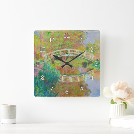 クロード・モネ日本のー – フットブリッジ，ジヴェルニー スクエア壁時計 (ホーム)