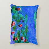 クロード・モネ美術:睡蓮(赤)、 アクセントクッション (裏面(縦))