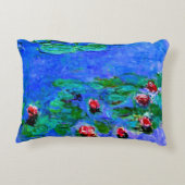 クロード・モネ美術:睡蓮(赤)、 アクセントクッション (裏面)