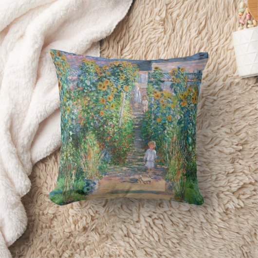 クロード・モネ芸術家の庭の絵画の枕 クッション (ブランケット)