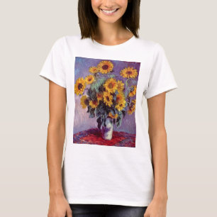クロード・モネ著ヒマワリの花束 Tシャツ