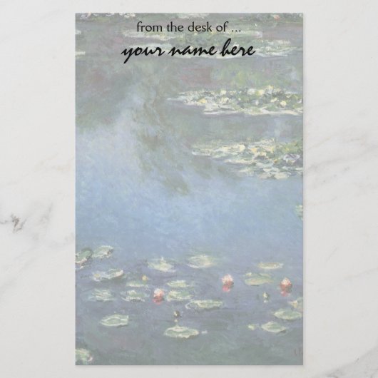 クロード・モネ著《植物》スイレン、ヴィンテージの花 便箋 (正面)