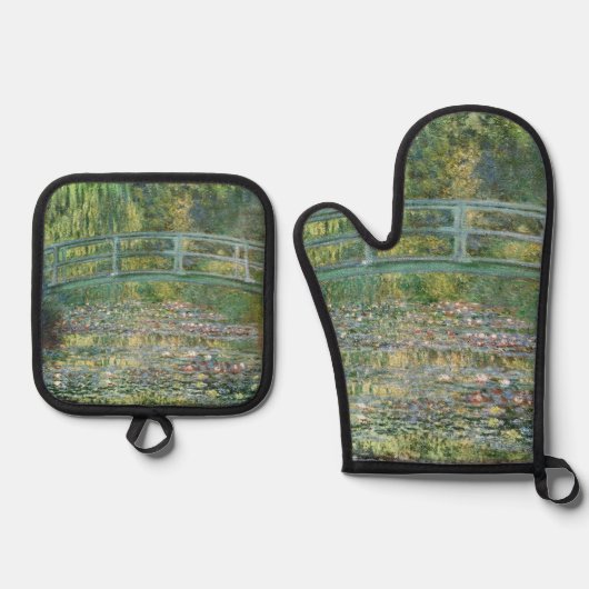 クロード・モネ ญี่ปุ่นの橋 水蓮芸術 鍋つかみ&鍋敷きセット (正面)