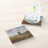 クロード・モネ|のチューリップ分野のRijnsburgの風車 ガラスコースター (アングル)