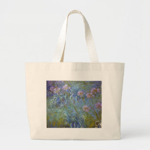 クロード・モネ-アガパンサス属のクラシックによっては絵画が開花します ラージトートバッグ