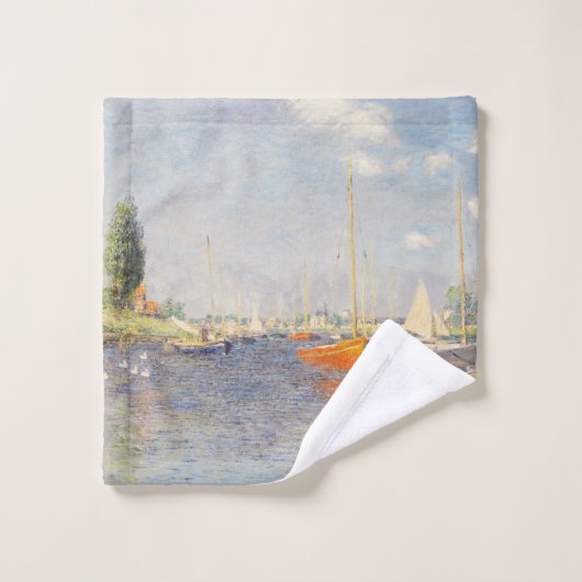 クロード・モネ。アルジェンティーユ赤いボート ウォッシュタオル (ウォッシュタオル)