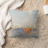 クロード・モネ。アルジェンティーユ赤いボート クッション (ブランケット)