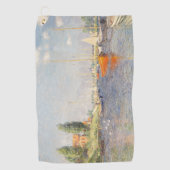 クロード・モネ。アルジェンティーユ赤いボート ゴルフタオル (正面)