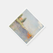 クロード・モネ。アルジェンティーユ赤いボート スタンダードカクテルナプキン (角)