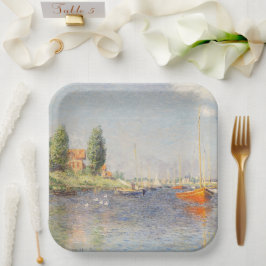 クロード・モネ。アルジェンティーユ赤いボート ペーパープレート