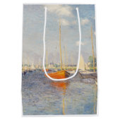 クロード・モネ。アルジェンティーユ赤いボート ミディアムペーパーバッグ (裏面)