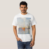 クロード・モネ。アルジェンティーユ赤いボート Tシャツ (正面フル)