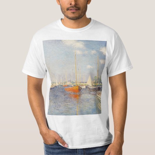 クロード・モネ。アルジェンティーユ赤いボート Tシャツ (正面)
