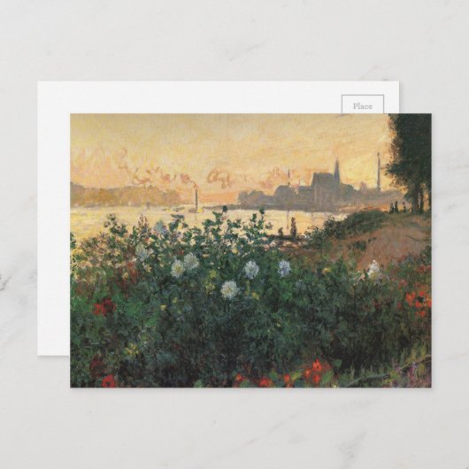 クロード・モネ – アルジェンテウイルの花の咲くリバーバンク ポストカード (正面/裏面)