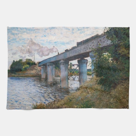 クロード・モネ – アルジェンテウイルの鉄道橋 キッチンタオル (横)