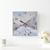 クロード・モネ – アルジェンテウイルの雪景色 スクエア壁時計 (ホーム)