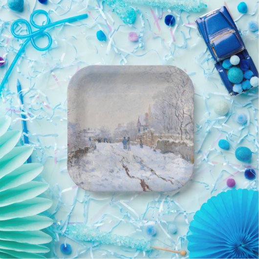 クロード・モネ – アルジェンテウイルの雪景色 ペーパープレート (パーティー)