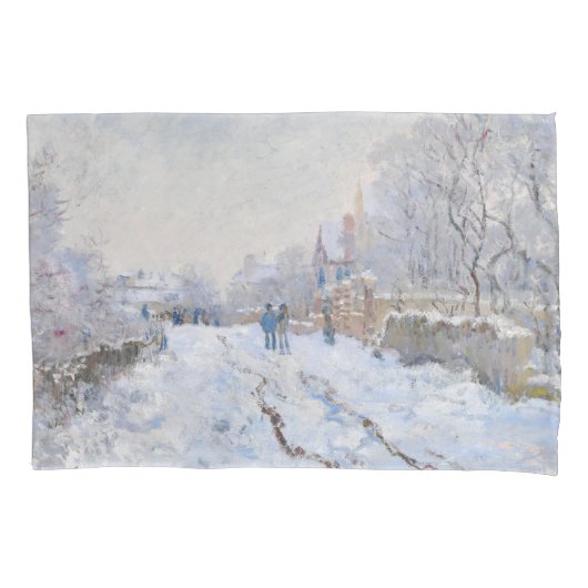 クロード・モネ – アルジェンテウイルの雪景色 枕カバー (正面)
