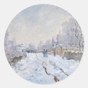 クロード・モネ - アルジャントゥイユの雪景色 ラウンドシール
