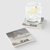 クロード・モネ - エトルタの荒波 ストーンコースター (横)