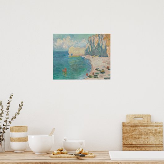 クロード・モネ – エレット – ザ・ビーチとファレーズ ポスター (キッチン)