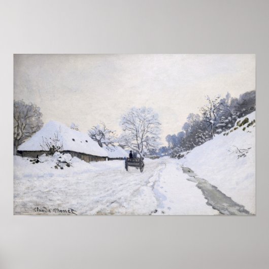 クロード・モネ - オンフルールの雪道の荷車 ポスター (正面)