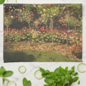 クロード・モネ「サント・アドレスの花咲く庭園」 キッチンタオル (折り畳み)
