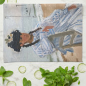 クロード・モネ - トルヴィーユの海辺で キッチンタオル (折り畳み)