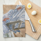 クロード・モネ - トルヴィーユの海辺で キッチンタオル (四つ折り)