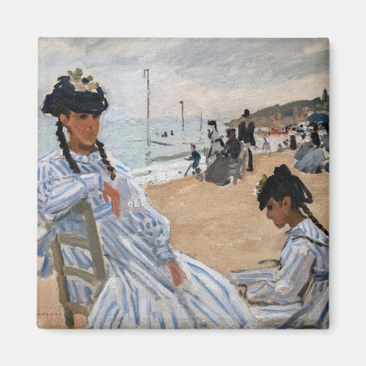クロード・モネ - トルヴィーユの海辺で マグネット (正面)