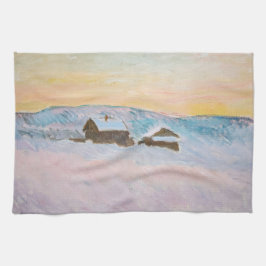 クロード・モネ - ノルウェーの風景、青い家 キッチンタオル
