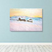 クロード・モネ - ノルウェーの風景、青い家 キャンバスプリント (インサイチュ (ウッドフロア))