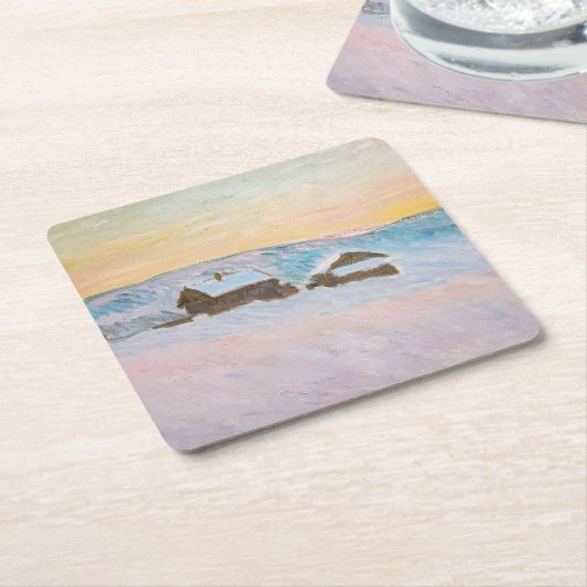 クロード・モネ - ノルウェーの風景、青い家 スクエアペーパーコースター (アングル)