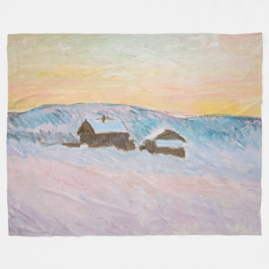 クロード・モネ - ノルウェーの風景、青い家 フリースブランケット (正面(横))