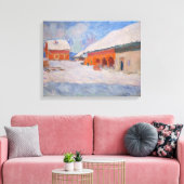 クロード・モネ – ノルウェー、Biornegardのレッドハウス キャンバスプリント (インサイチュ (リビング))