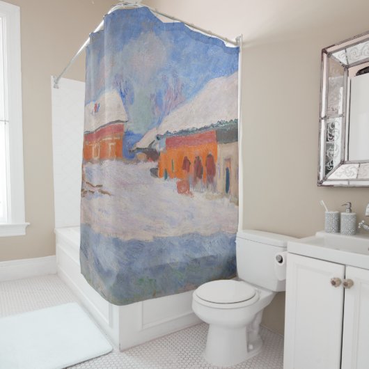 クロード・モネ – ノルウェー、Biornegardのレッドハウス シャワーカーテン (インサイチュ)