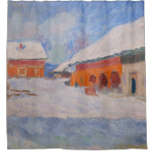 クロード・モネ – ノルウェー、Biornegardのレッドハウス シャワーカーテン (正面)